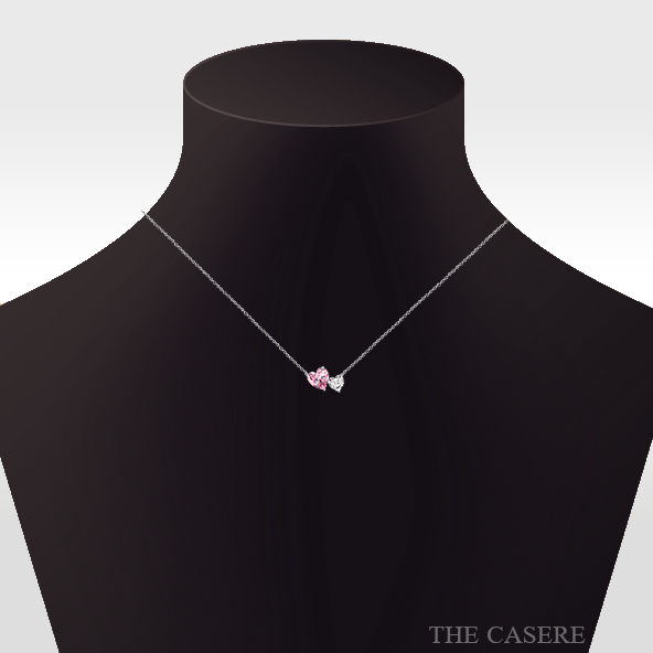Luxury Pink Heart Silver Pendant Necklace | Silver Jewelry | Party & Wedding Engagement Necklace For Women