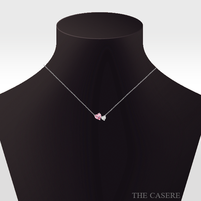 Luxury Pink Heart Silver Pendant Necklace | Silver Jewelry | Party & Wedding Engagement Necklace For Women